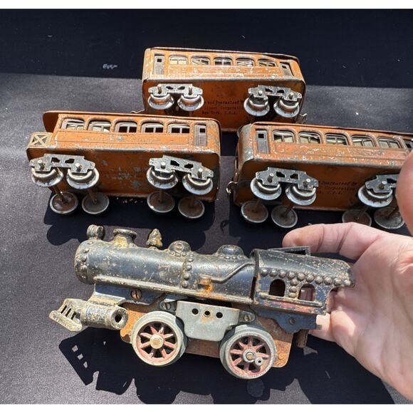 Rare 1920’s Lionel Prewar O Gauge Train Cars & American Flyer Engine Set - Picture 4 of 12